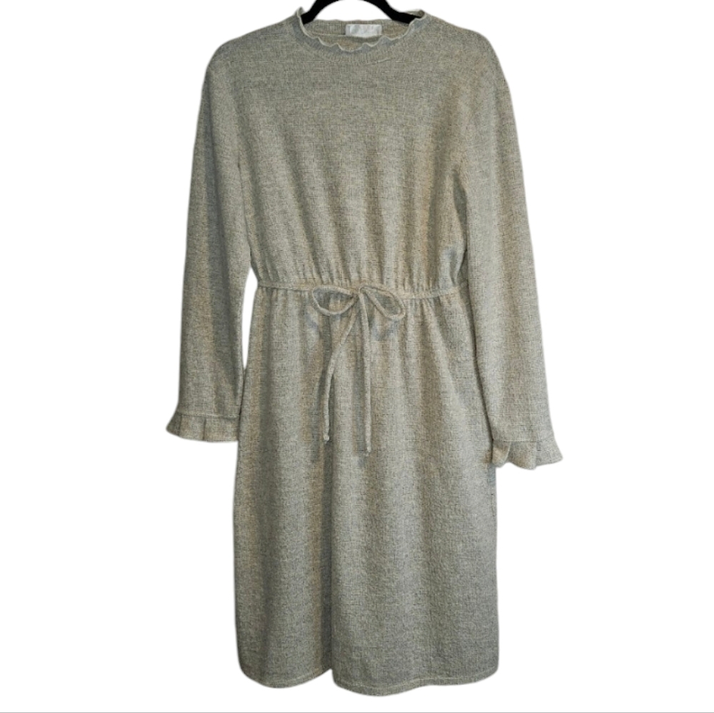 Ces Femme Long Sleeve Dress Mock Neck Gray Textured Women's Size Medium USA